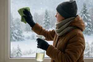 Fenster putzen bei Minusgraden: Dieses Hausmittel verhindert Schlieren und Eisbildung